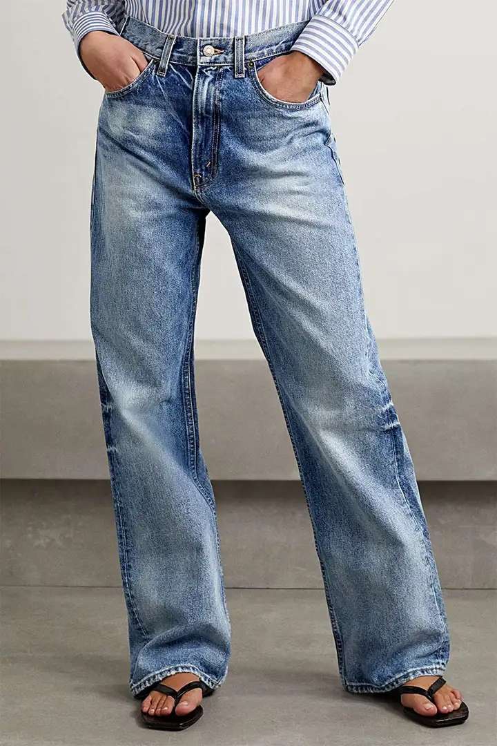 Wash High Rise Straight Leg Jeans Without Belt